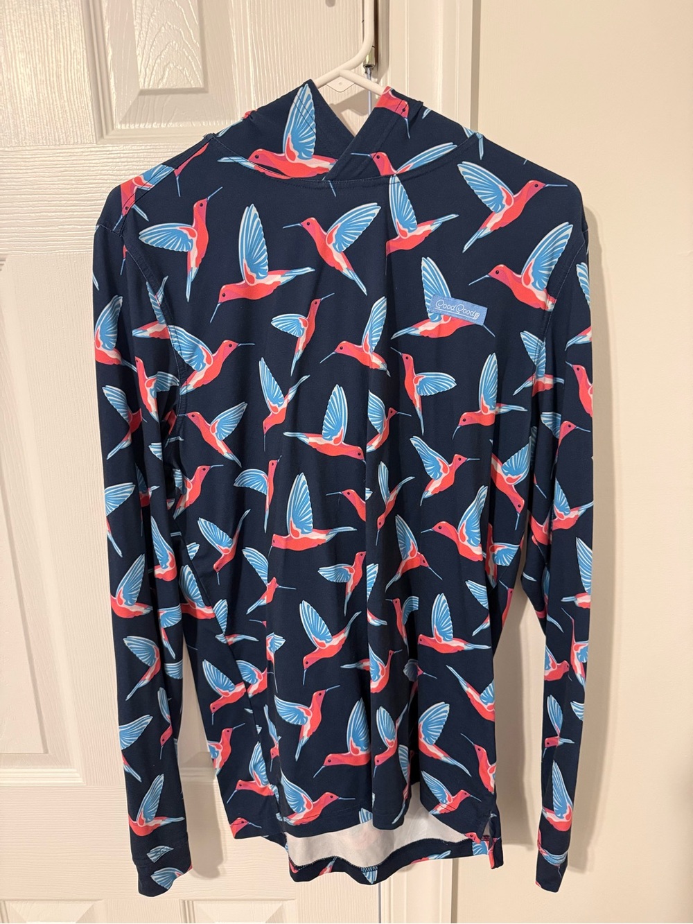 Good Good Golf Print Long Sleeve Performance Top - Navy, Coral & Light Blue